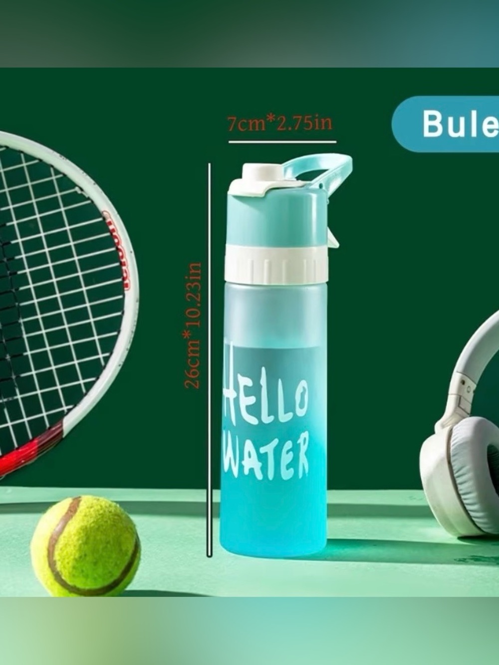 Gradient Color'Hello Water' Water Bottle with Mister 650 ml - Picture 10 of 16